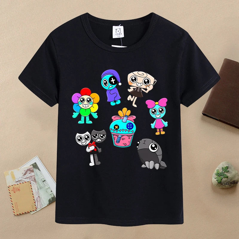 New Dandys World Children T-shirts Kawaii Cartoon Printed T-shirt Baby Boys Casual Short-sleeved Tops 2025 Summer Kids Clothing
