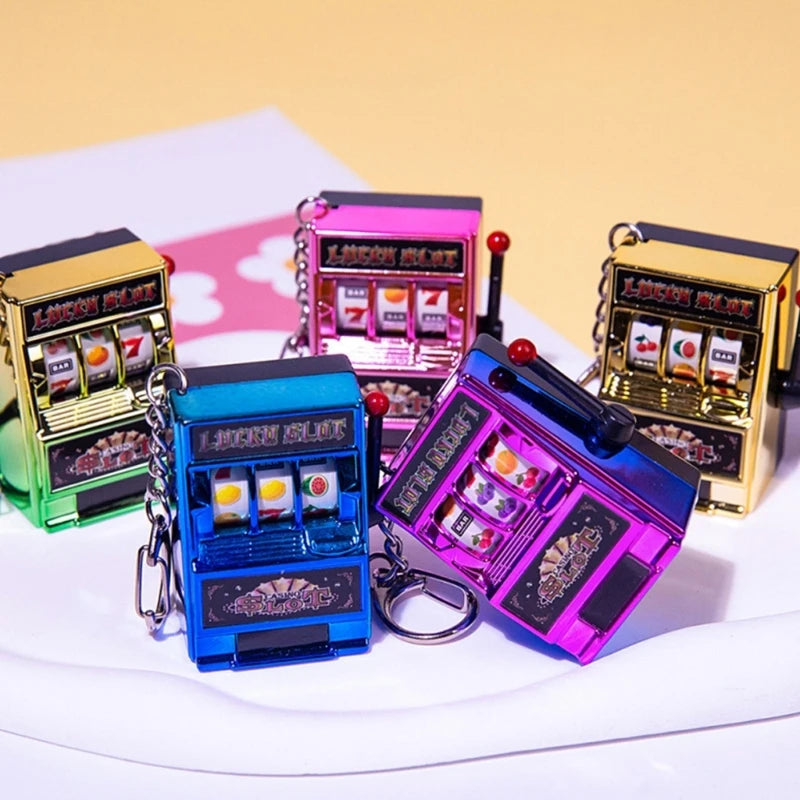 Mini Casino Lucky Charm Jackpot Keychains Handbags Charm Pendant Keychain Novelty Gifts for Women Men