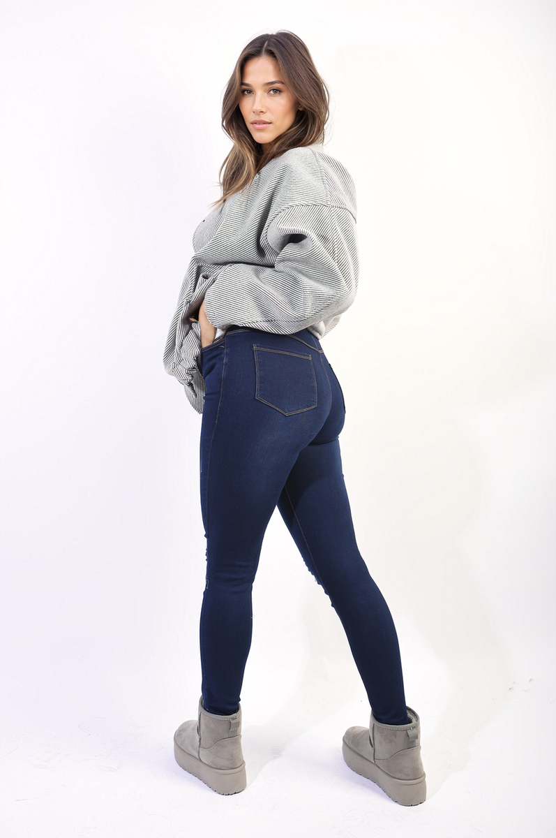 High Waisted Ripped Skinny Jeggings-1