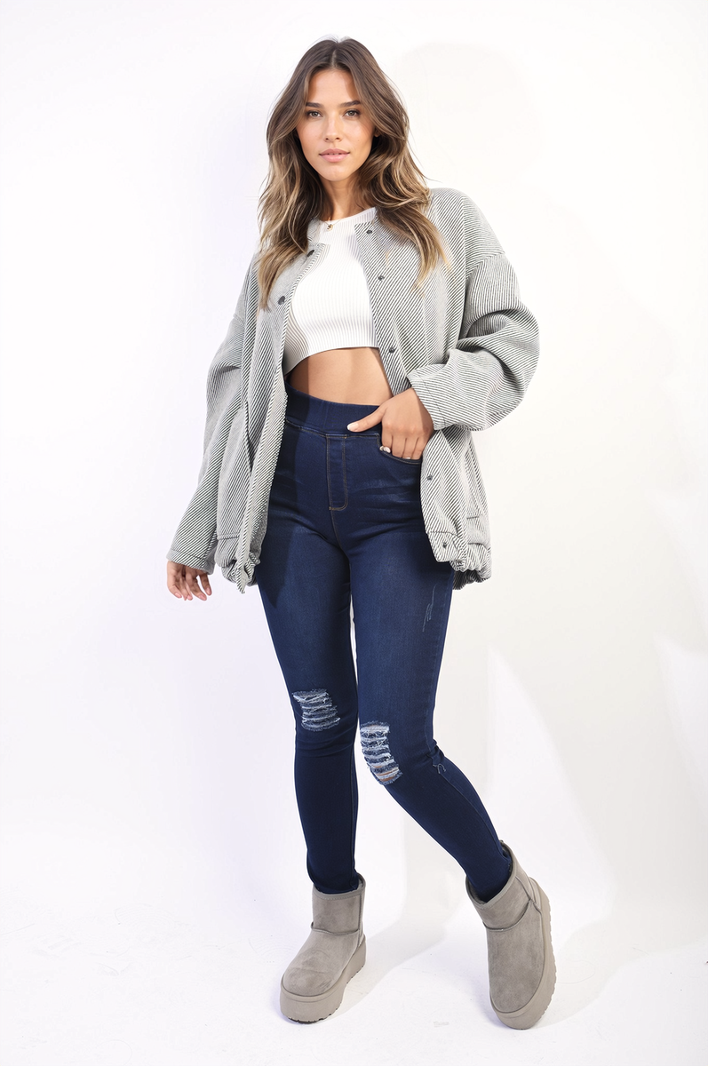 High Waisted Ripped Skinny Jeggings-2