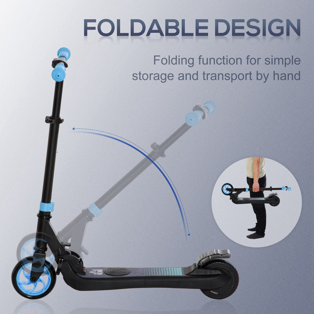 HOMCOM Folding Electric Scooter with Brake, for Ages 6+ Years, 8km/h Maximum Speed in Blue-4