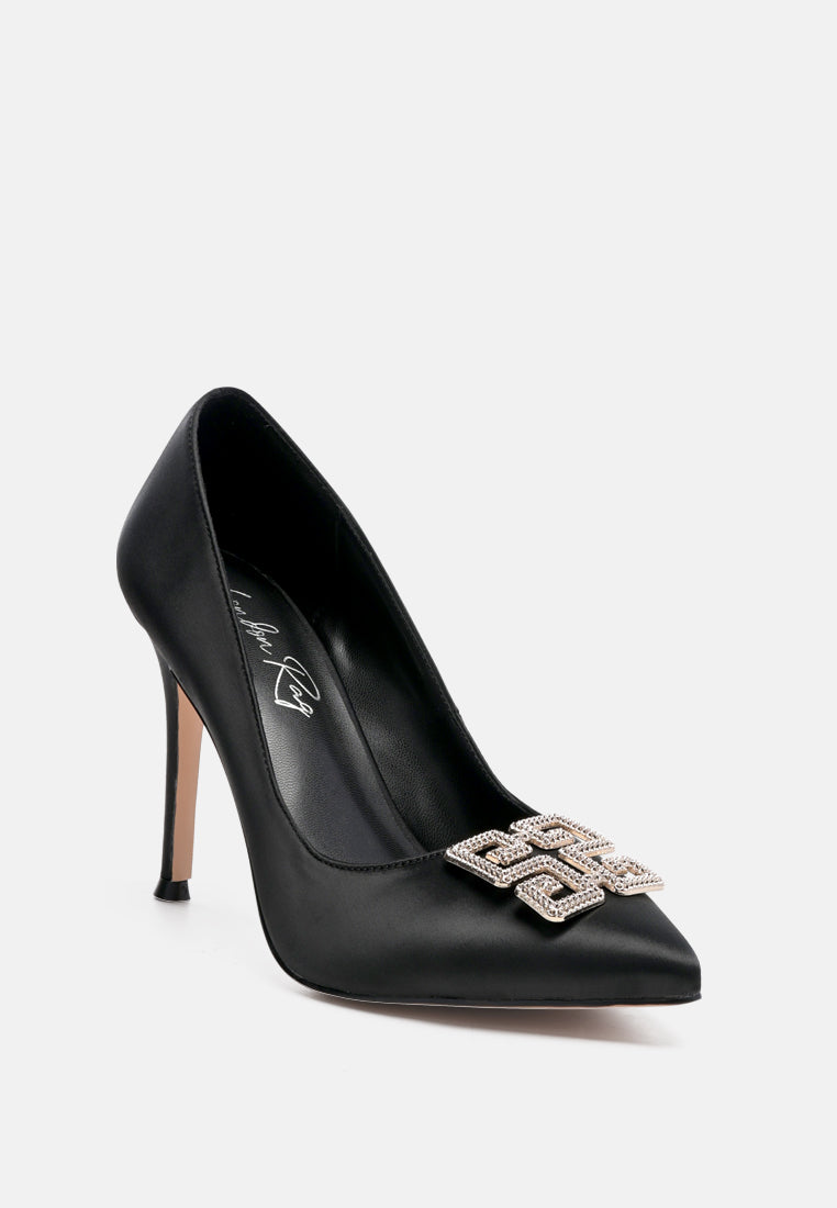 Prisca High Heel Brooch Detail Pumps-1