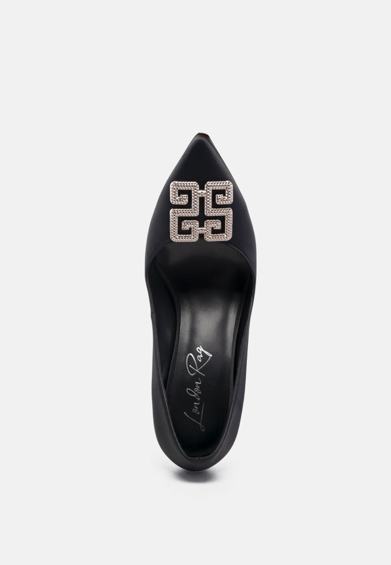 Prisca High Heel Brooch Detail Pumps-3