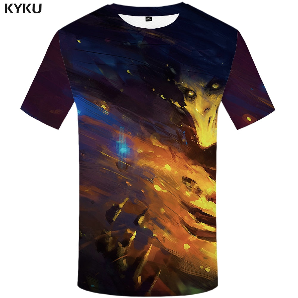 Skull T shirt Men Metal Tshirt Printed Rose Anime Clothes War Shirt Print Harajuku T-shirts 3d Mens Clothing-3
