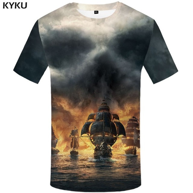 Skull T shirt Men Metal Tshirt Printed Rose Anime Clothes War Shirt Print Harajuku T-shirts 3d Mens Clothing-11