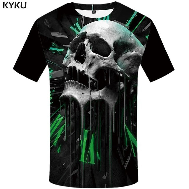 Skull T shirt Men Metal Tshirt Printed Rose Anime Clothes War Shirt Print Harajuku T-shirts 3d Mens Clothing-12