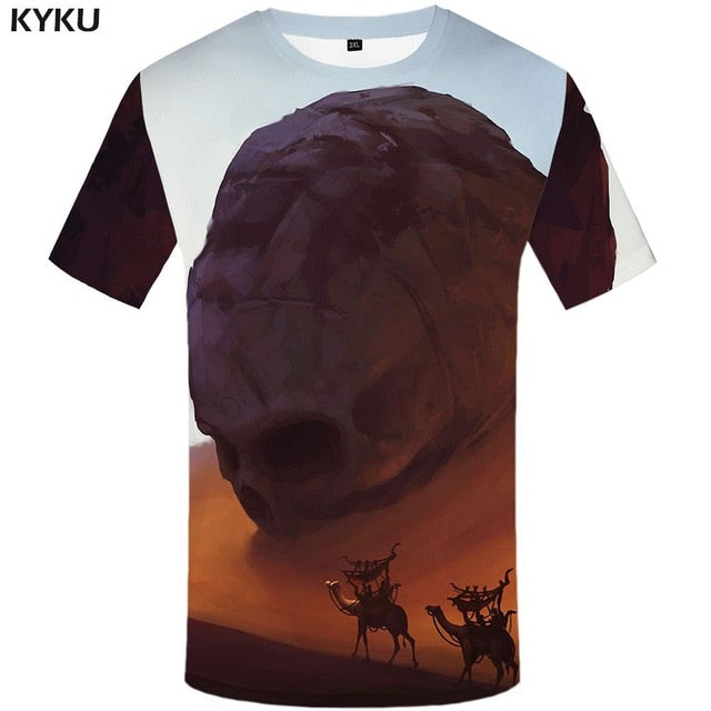 Skull T shirt Men Metal Tshirt Printed Rose Anime Clothes War Shirt Print Harajuku T-shirts 3d Mens Clothing-7