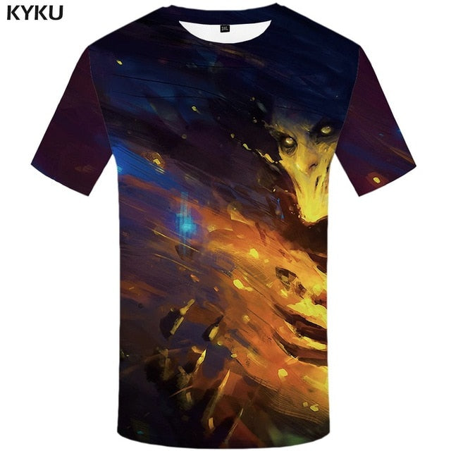 Skull T shirt Men Metal Tshirt Printed Rose Anime Clothes War Shirt Print Harajuku T-shirts 3d Mens Clothing-8