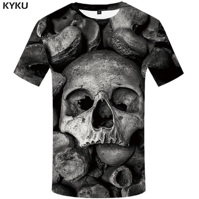 Skull T shirt Men Metal Tshirt Printed Rose Anime Clothes War Shirt Print Harajuku T-shirts 3d Mens Clothing-9