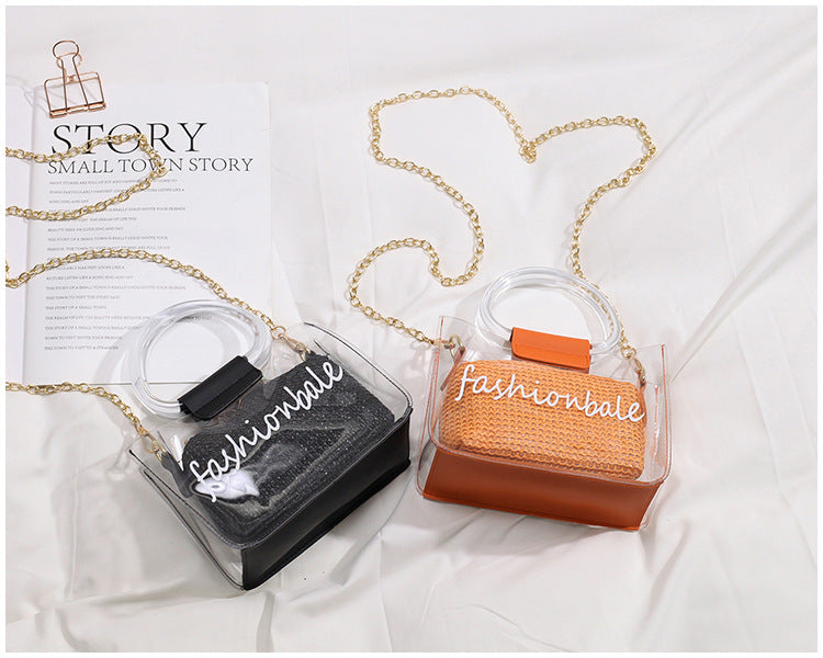 Transparent Jelly Bag Women's Shoulder Crossover Bag/Handbag Mother-in-law Bags Summer Straw Casual Fairy Bag Beach Handbag-3