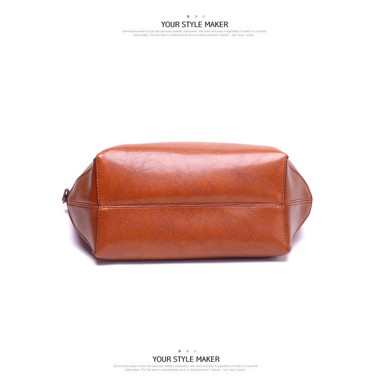 Women Wax surface PU Leather Handbag Womens Bag Designer Ladies Tote Shoulder Handbags Business Female Purse-3