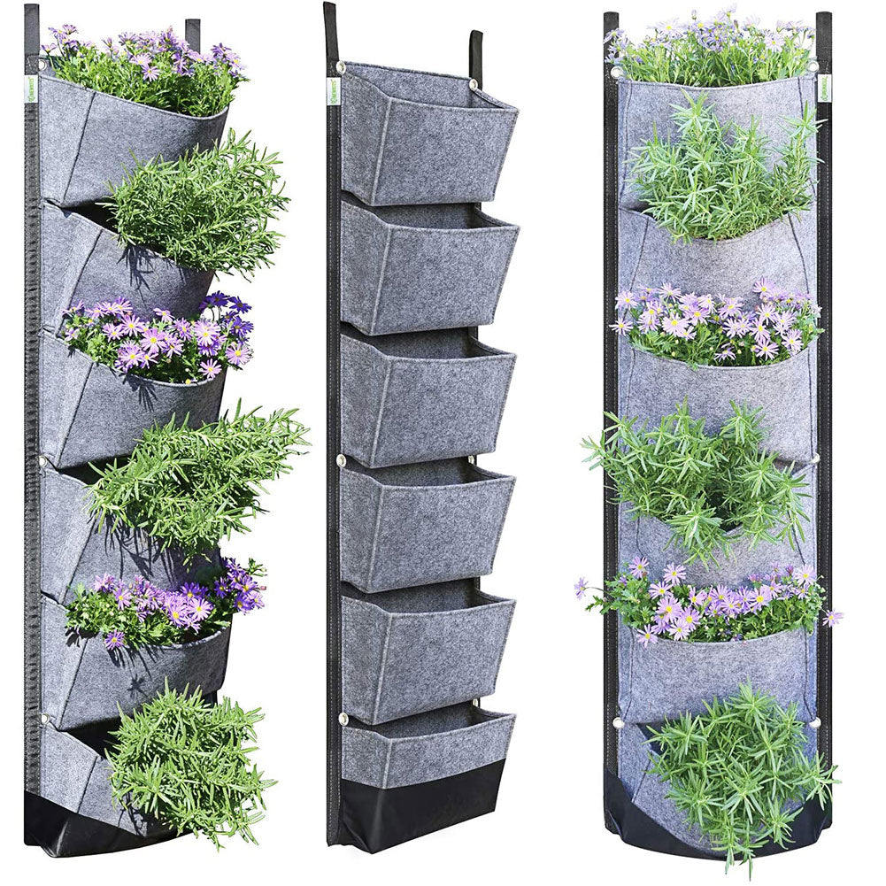 107X 30cm 6 Pocket Green Vertical Garden Planter Wall-mounted Planting Flower Grow Bag Vegetable Fruit Home Garden Supplies-0