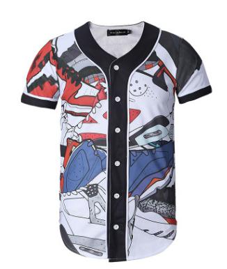 Short Sleeve T shirt Men Baseball Jersey Sport Slim Fit V Neck T-shirts Streetwear European Mens-4