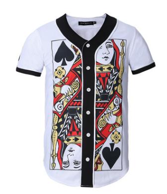 Short Sleeve T shirt Men Baseball Jersey Sport Slim Fit V Neck T-shirts Streetwear European Mens-8