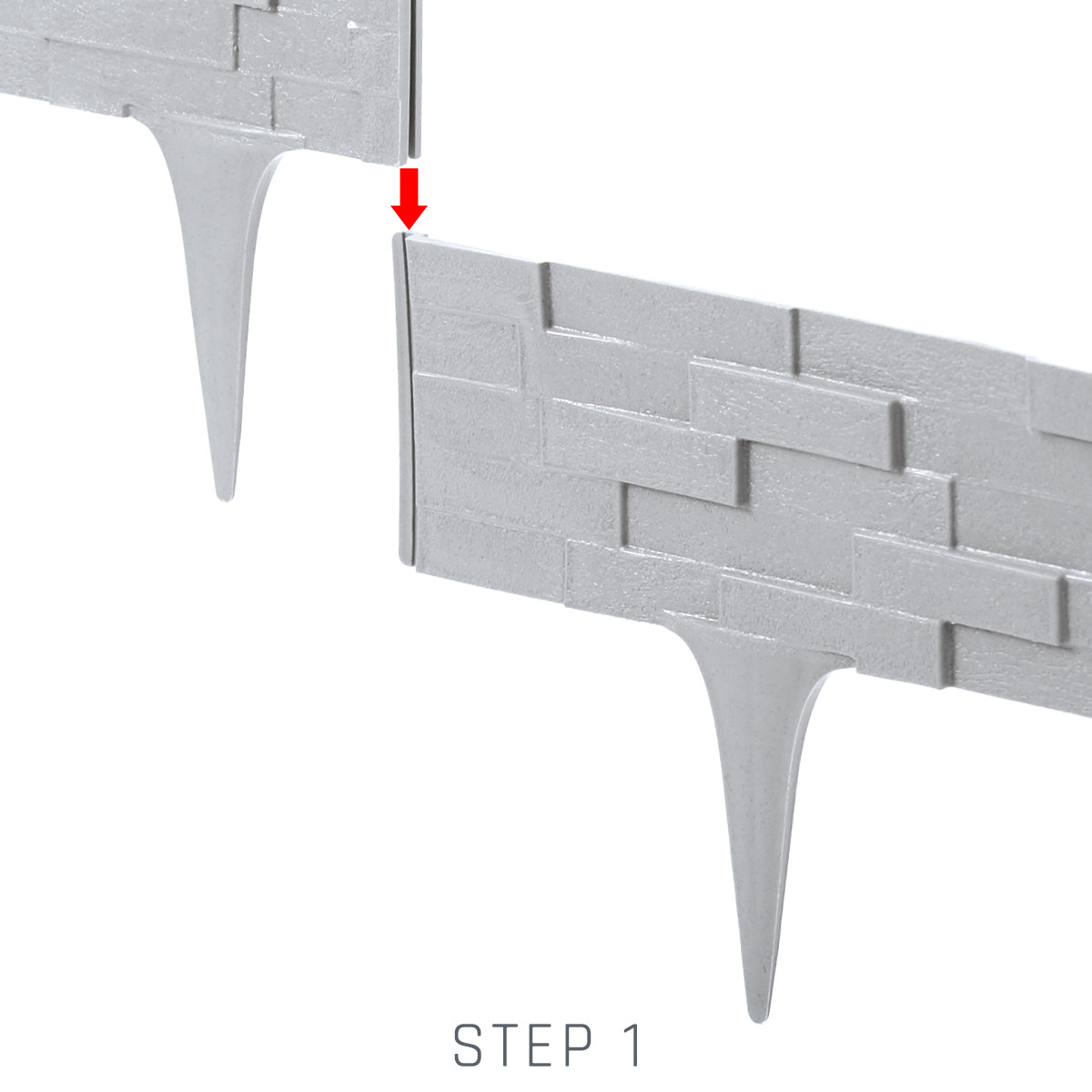 Lawn Edging, Plastic Palisade Slate Effect, 2.38m, Gray-4