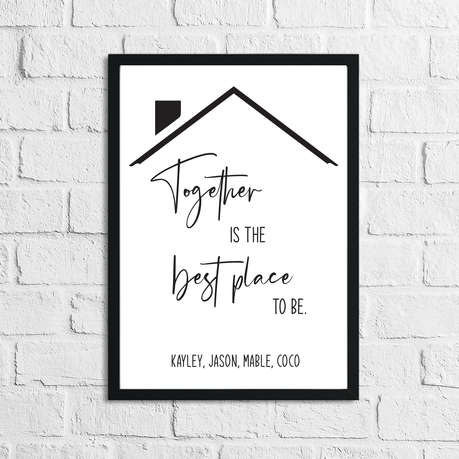 Personalised Names Together Is The Best Place To Be Simple Home Wall Decor Print-1
