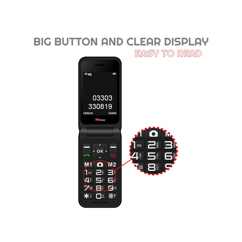 TTfone Red TT760 with USB Cable, Three Pay As You Go
