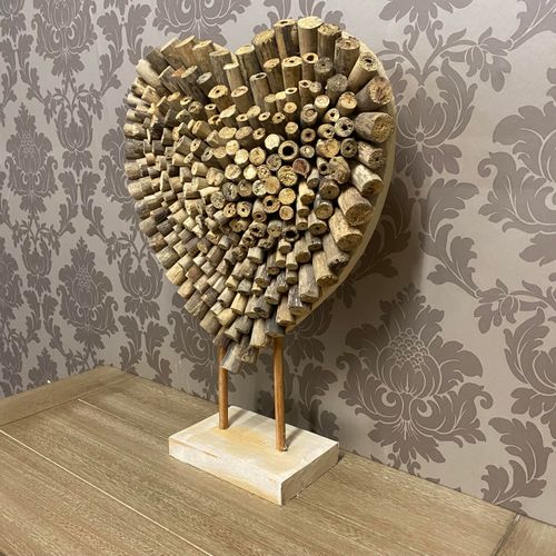 55CM HAND CARVED WOODEN HEART