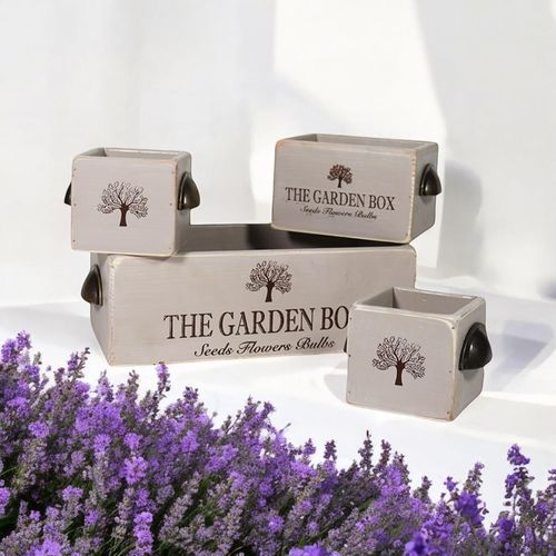 SET 4  RUSTIC GREY WOODEN CRATES
