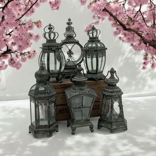40CM 6 ASSORTED METAL GARDEN LANTERNS
