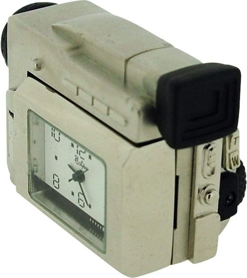 Miniature Clock Silver Plated Metal Video Camera Solid Brass IMP1057S - CLEARANCE NEEDS RE-BATTERY