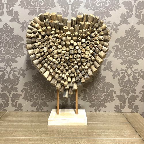55CM HAND CARVED WOODEN HEART