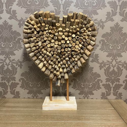 55CM HAND CARVED WOODEN HEART