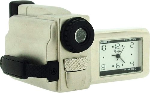 Miniature Clock Silver Plated Metal Video Camera Solid Brass IMP1057S - CLEARANCE NEEDS RE-BATTERY