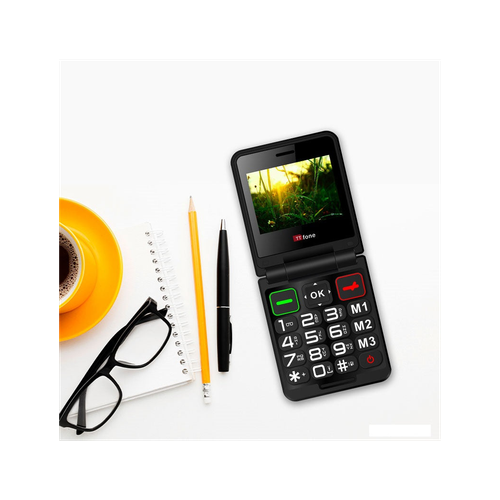 TTfone TT660 Flip Big Button Mobile with GiffGaff Pay As You Go SIM, USB C Cable