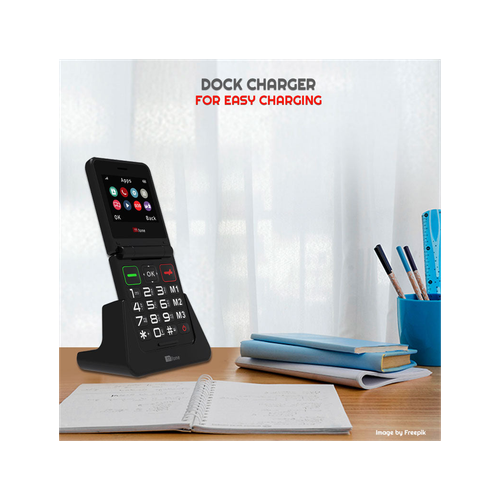 TTfone TT660 Flip Big Button Mobile with GiffGaff Pay As You Go SIM, USB C Cable