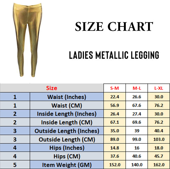 Women's Shiny Metallic Black Leggings with Skull Bones-1