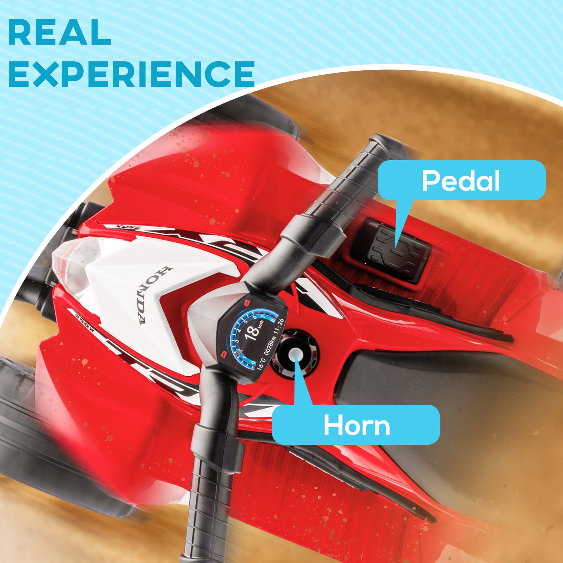 Honda Licensed Electric Ride on Quad Bike 6V ATV Ride On, 4 Pack, for 1.5-3 Years Red | AIYAPLAY-2