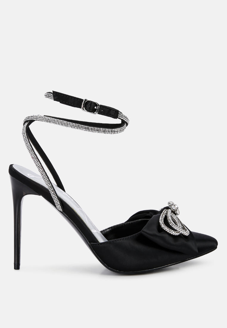 Winged High Heel Rhinestone Embellished Sandals-5
