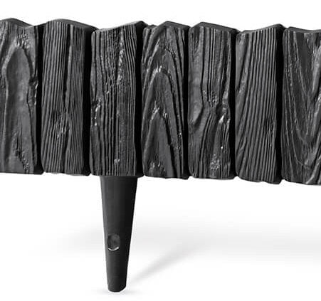Lawn Edging, Plastic Palisade Wood Effect, 2.32m, Black-0