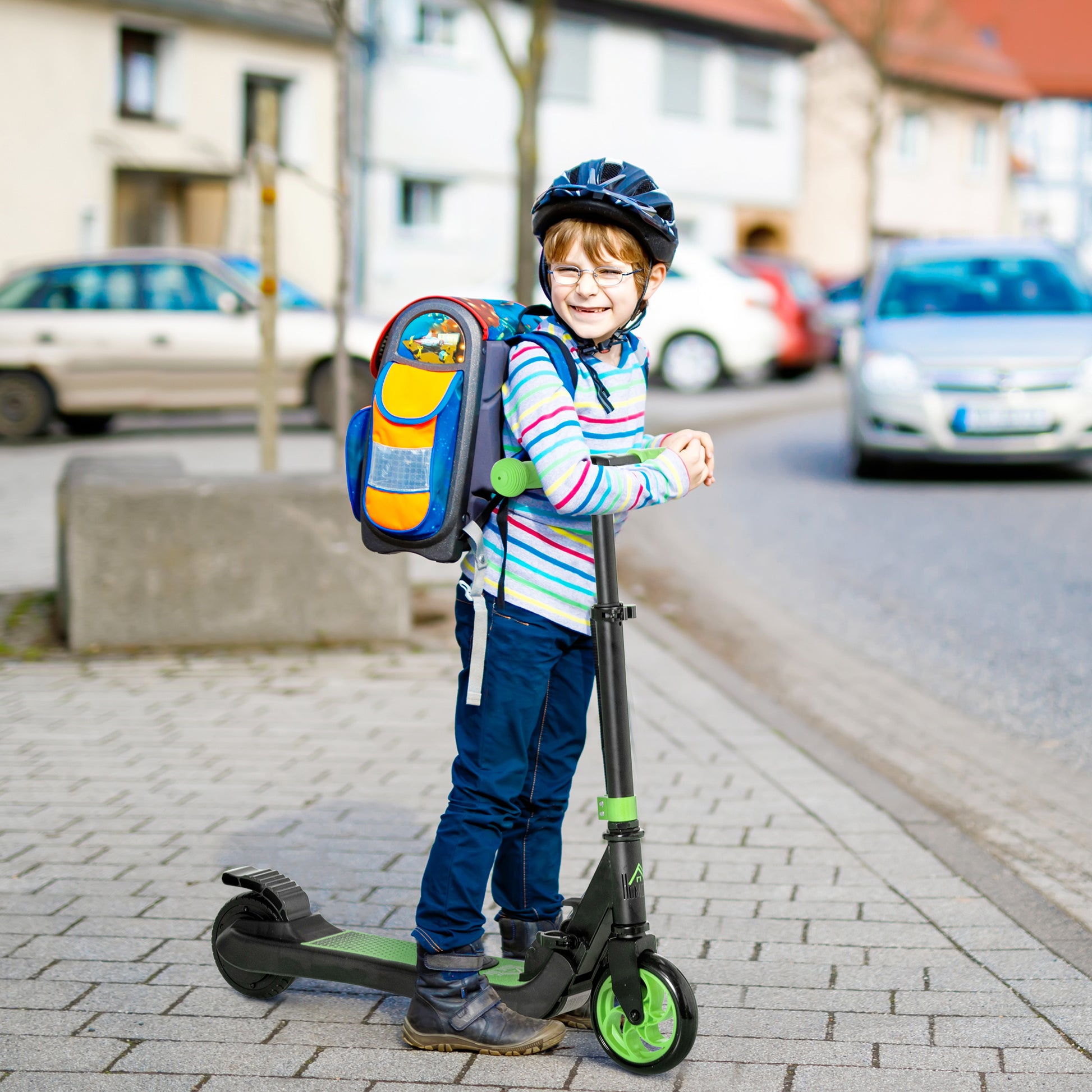 HOMCOM Folding Electric Scooter E Scooter, 120W, with Rear Wheel Brake, 8km/h Maximum Speed, for Ages 6+ Years Old in Green-8